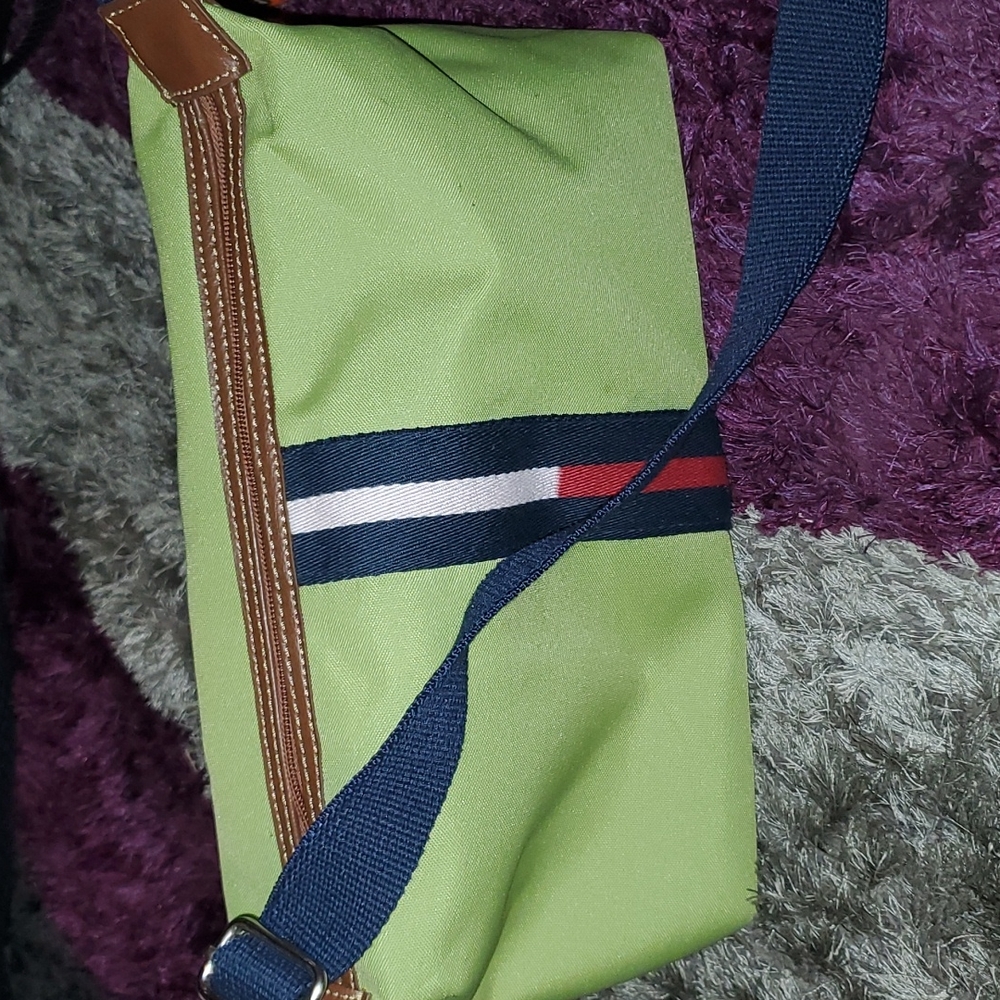 tommy hilfiger olive green bag .